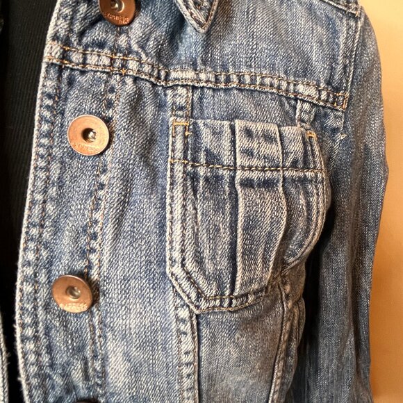 Express Denim Jacket Size Small 100% Cotton Button Down Medium Wash Waist Length - Picture 3 of 8